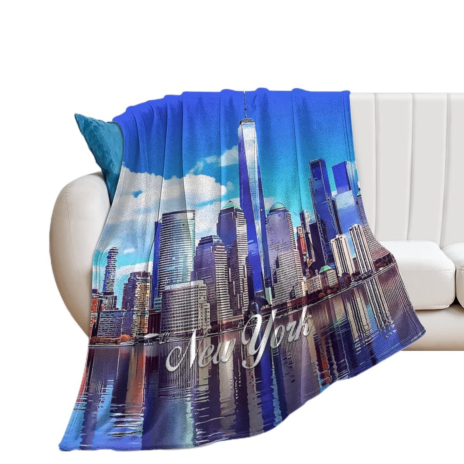 Couverture en flanelle microfibre haute densité motif New York et peluche douce