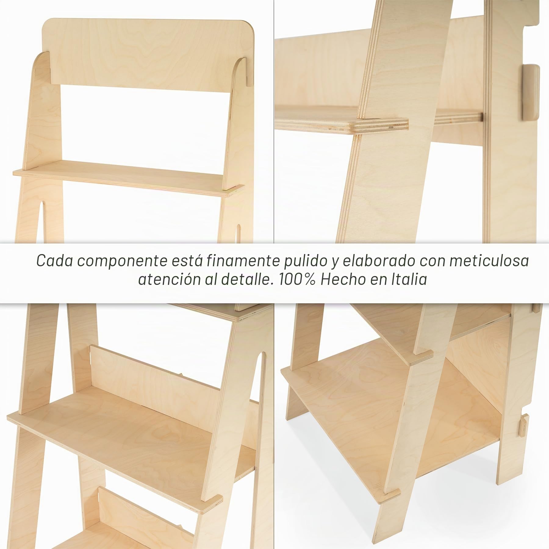 Expositor de Suelo, de Madera, Escalera, fácil Montaje enclavado, 4 estantes, Natural y sostenible, H. 144 cm