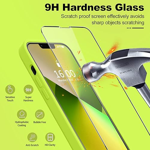 Miniatura 730 de BossKiss Funda compatible con iPhone 14 Pro, silicona mejorada [protección de cámara] [2 protectores de pantalla 9H], forro interior de microfibra