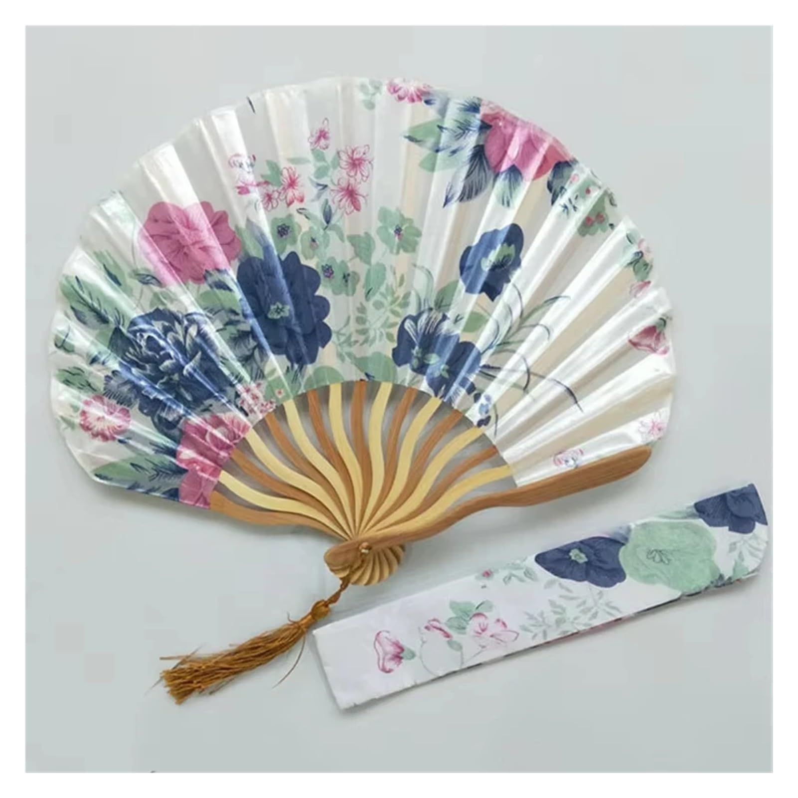 Runder, faltbarer Handfächer mit Blütenmotiv, Sommer-Kühlventilator mit Geschenktüte, Hochzeitsgeschenke for Brautjungfern, Gäste, Großpackung, 100 Stück(1)