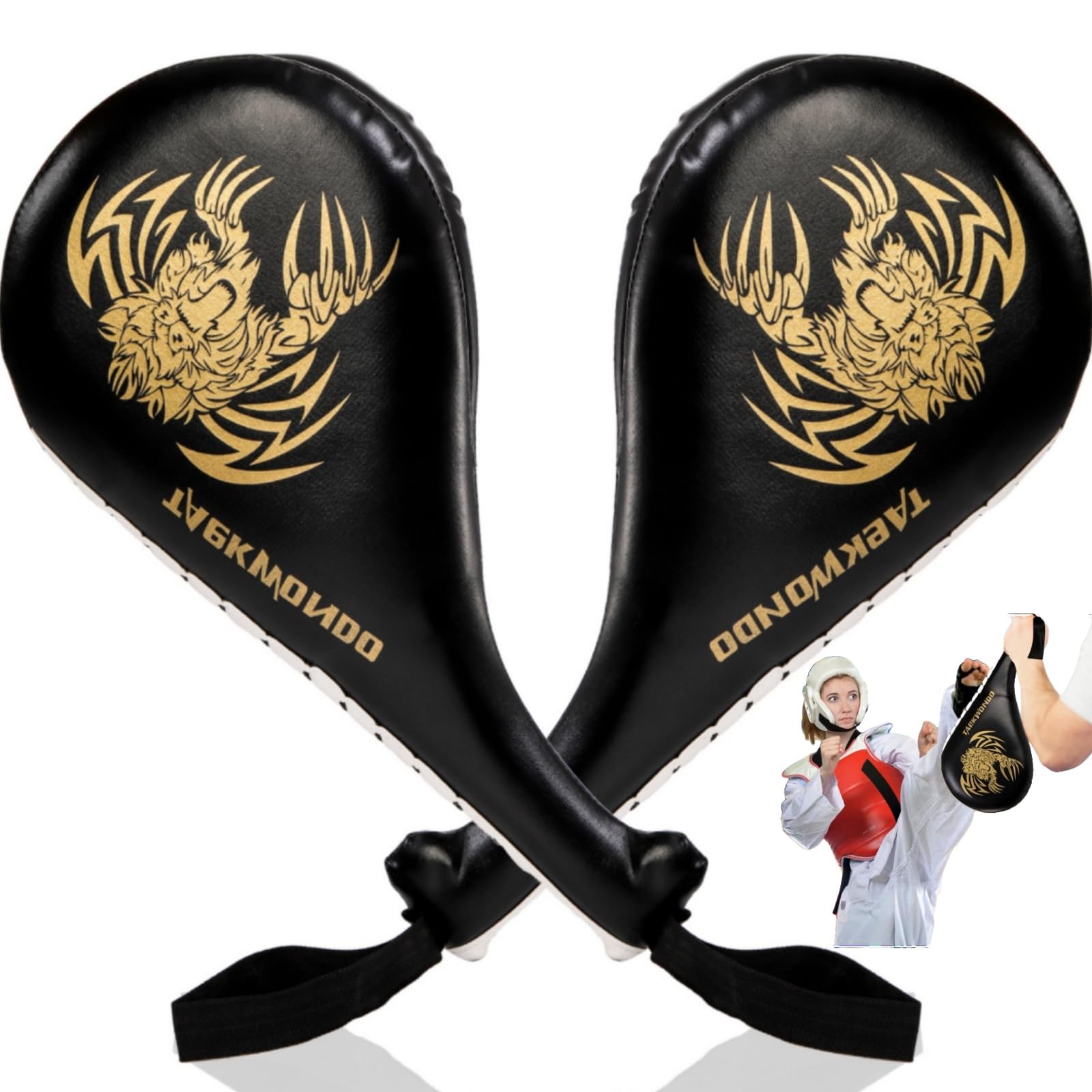 2x Taekwondo Kick Pads - Schlagpolster Aus PU-Leder Für Kampfsport-Training