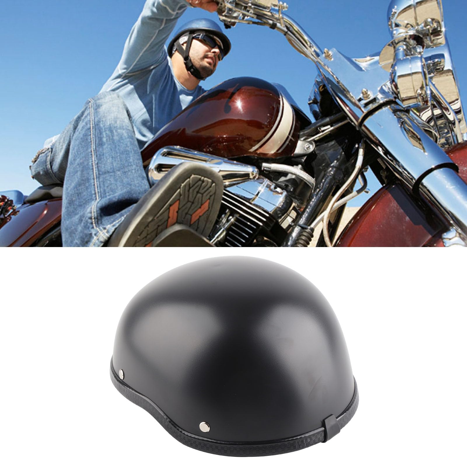 Tyenaza Casco da Moto Retrò Mezzo Conchiglia Aperto Jet, Protettivo Semi-Casco Universale per Moto, Scooter e Bici Elettrica (56-64 cm)