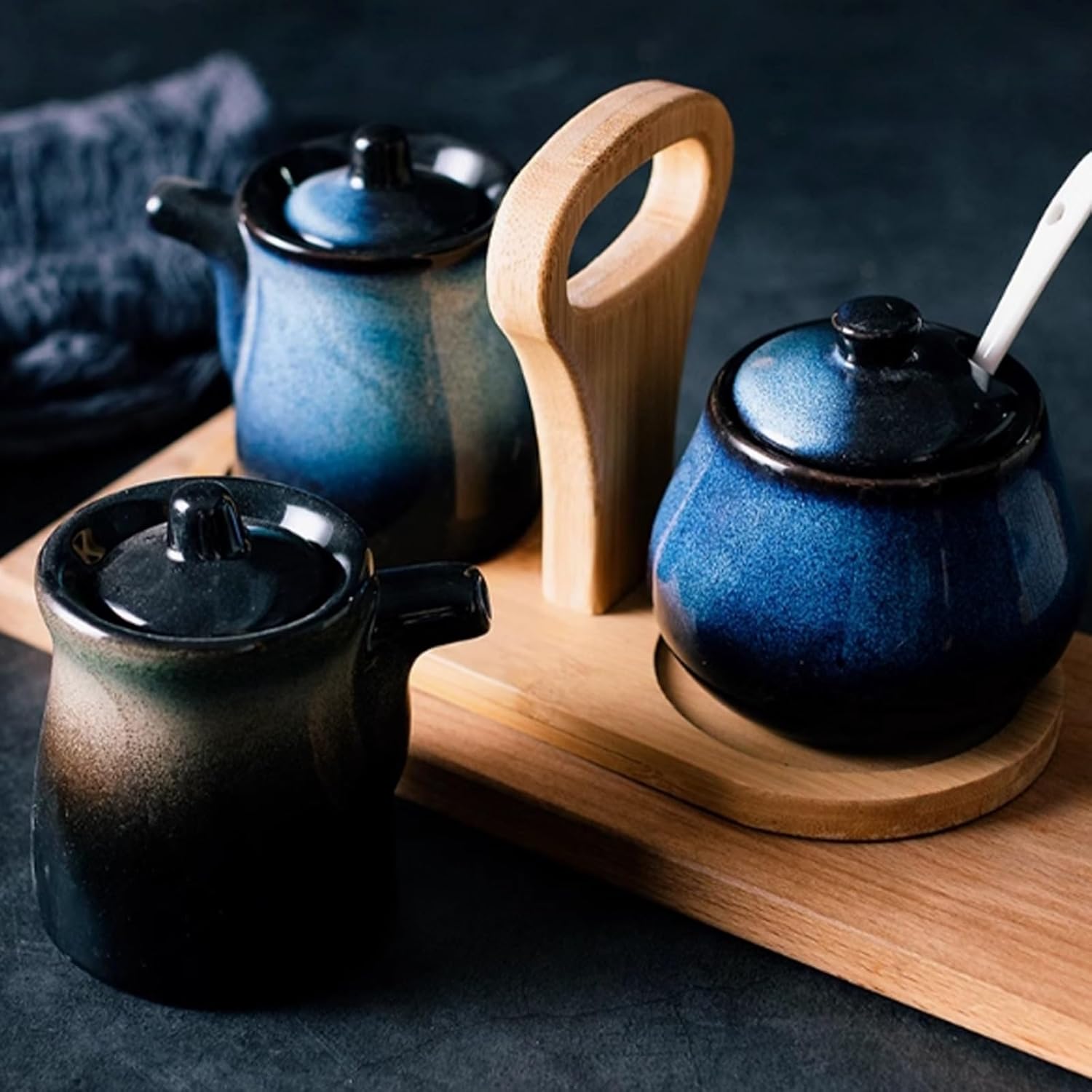 Milk Jug and Sets, Ceramic and Creamer Set, Coffee Serving Set Ceramic Cream Jug and Bowl with Tray and Spoon for Home Milk Coffee