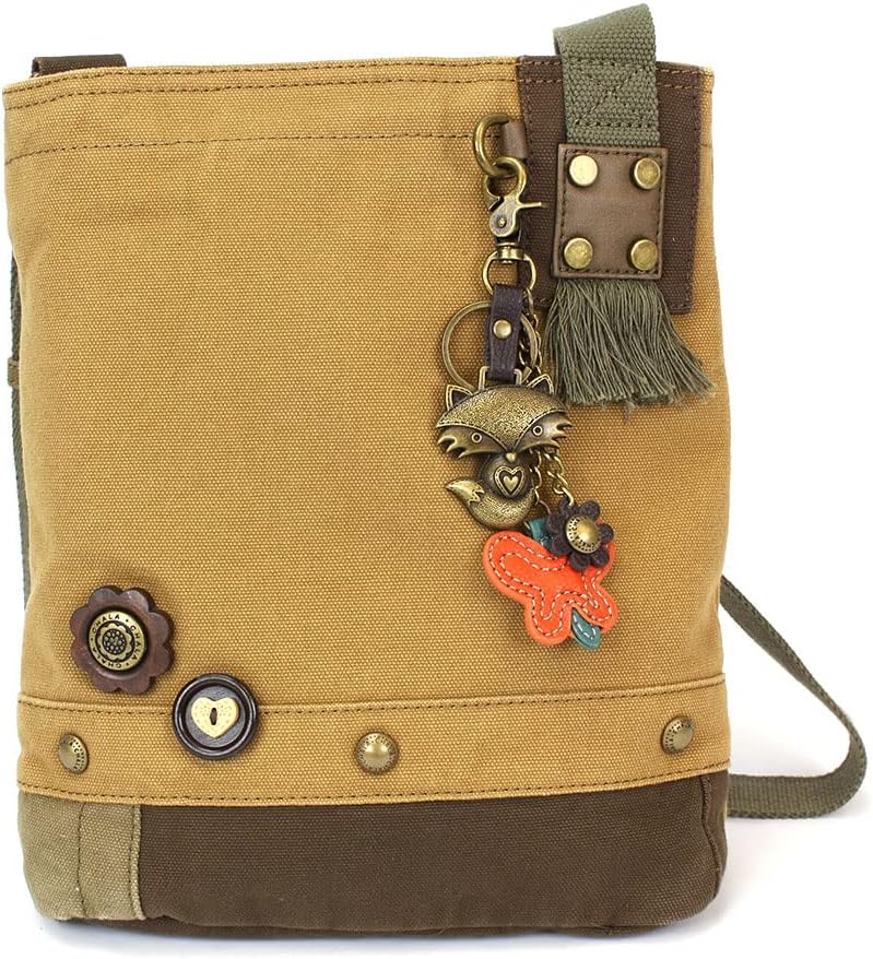 CHALA Patch Cross-Body Women Handbag, Canvas Messenger Bag, Metal Charming Fox - Brown