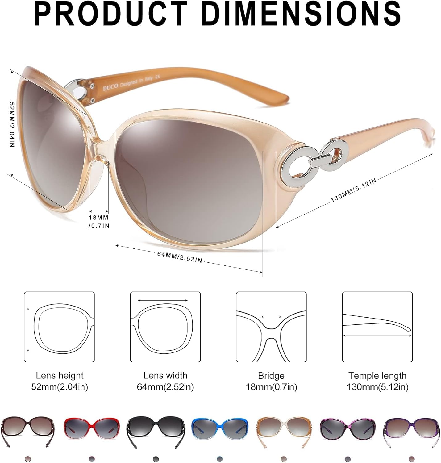 DUCO Oversized Polarized Sunglasses for Women Retro Trendy Frame Vintage Ladies Shades UV Protection 1220 - Image 3