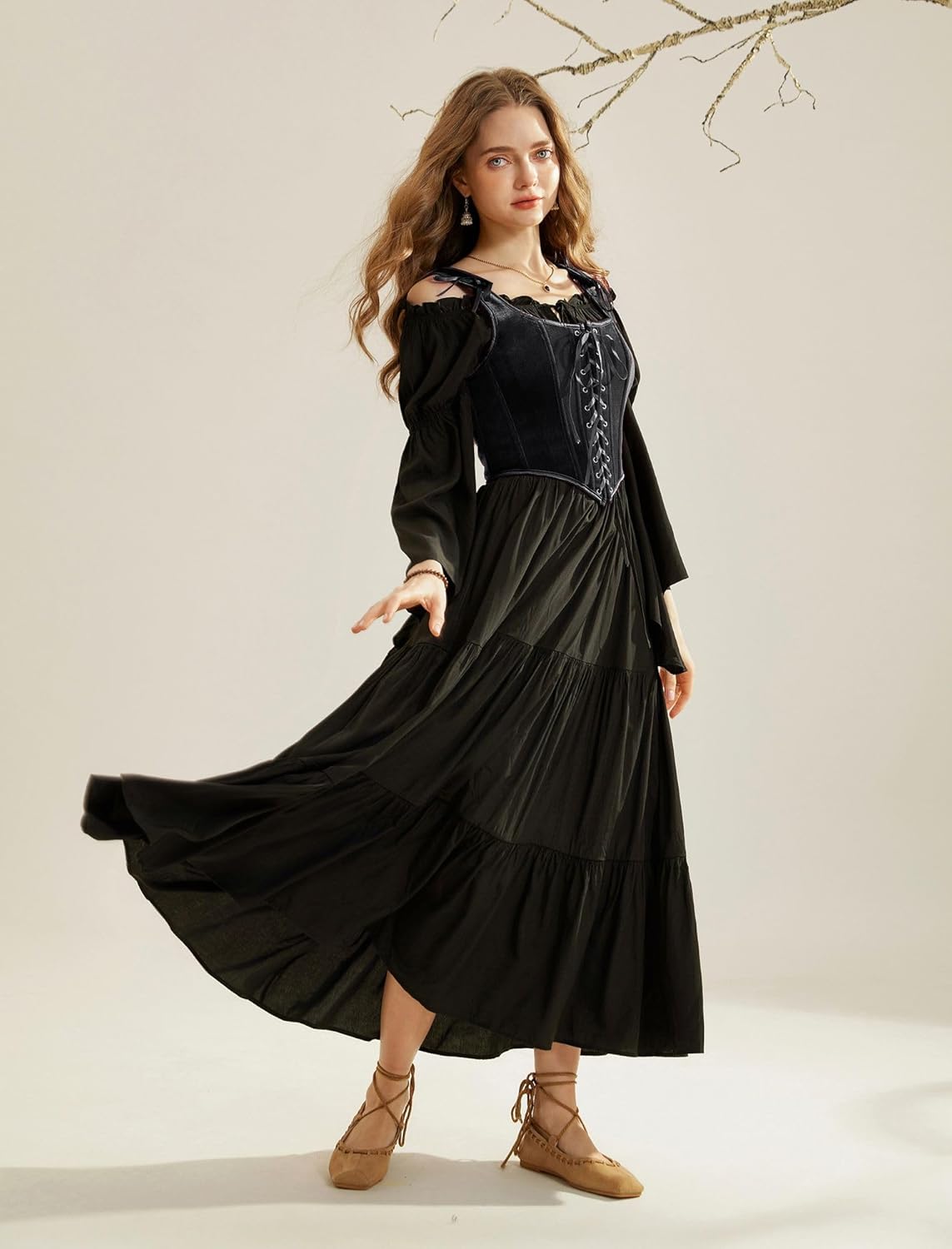 SCARLET DARKNESS Renaissance Corset Tops for Women Pirate Lace Up Overbust Velvet Bustier Bodice - Image 9