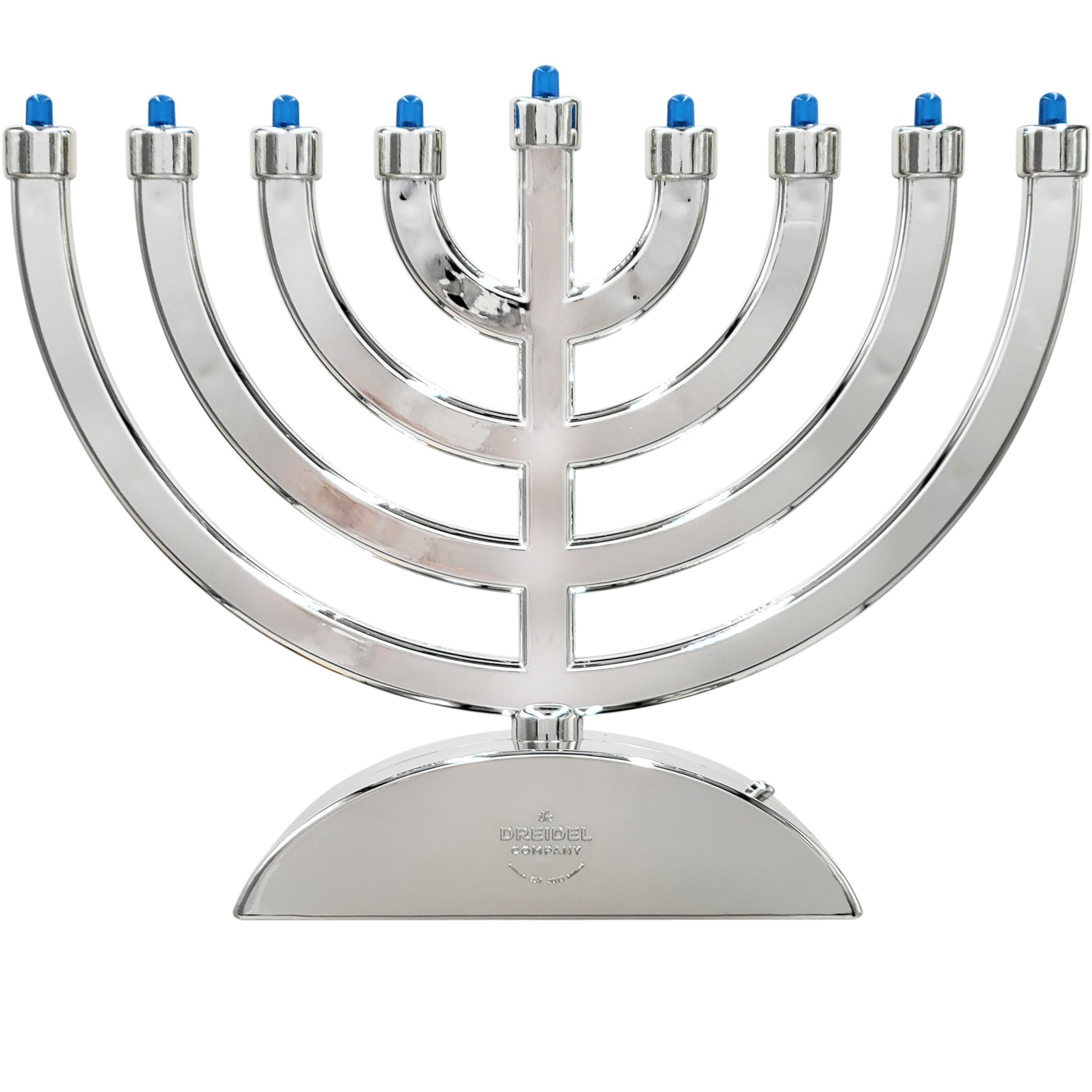 Silver Shiny Mini Electric Classic Menorah, Classic Hanukkah Menorah, 7.3" Inch LED