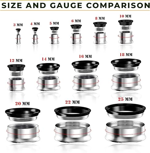 Miniatura 6 de Par de roscado internamente acero quirúrgico negro doble acampanado joyería pendiente estirador enchufe túnel lóbulo