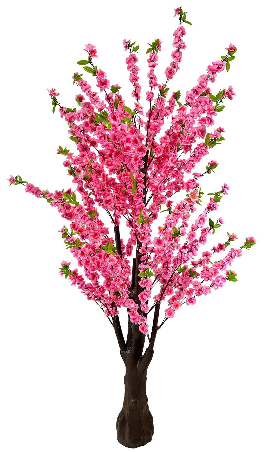 Artificial Cherry Blossom Tree 6.5Ft, Faux Peach Blossom Tree Pink Fake Cherry Blossom Tree with Green Leaves for Wedding Office Home Living Room House Outdoor Indoor Decor (6.5ft/2m, Pink)