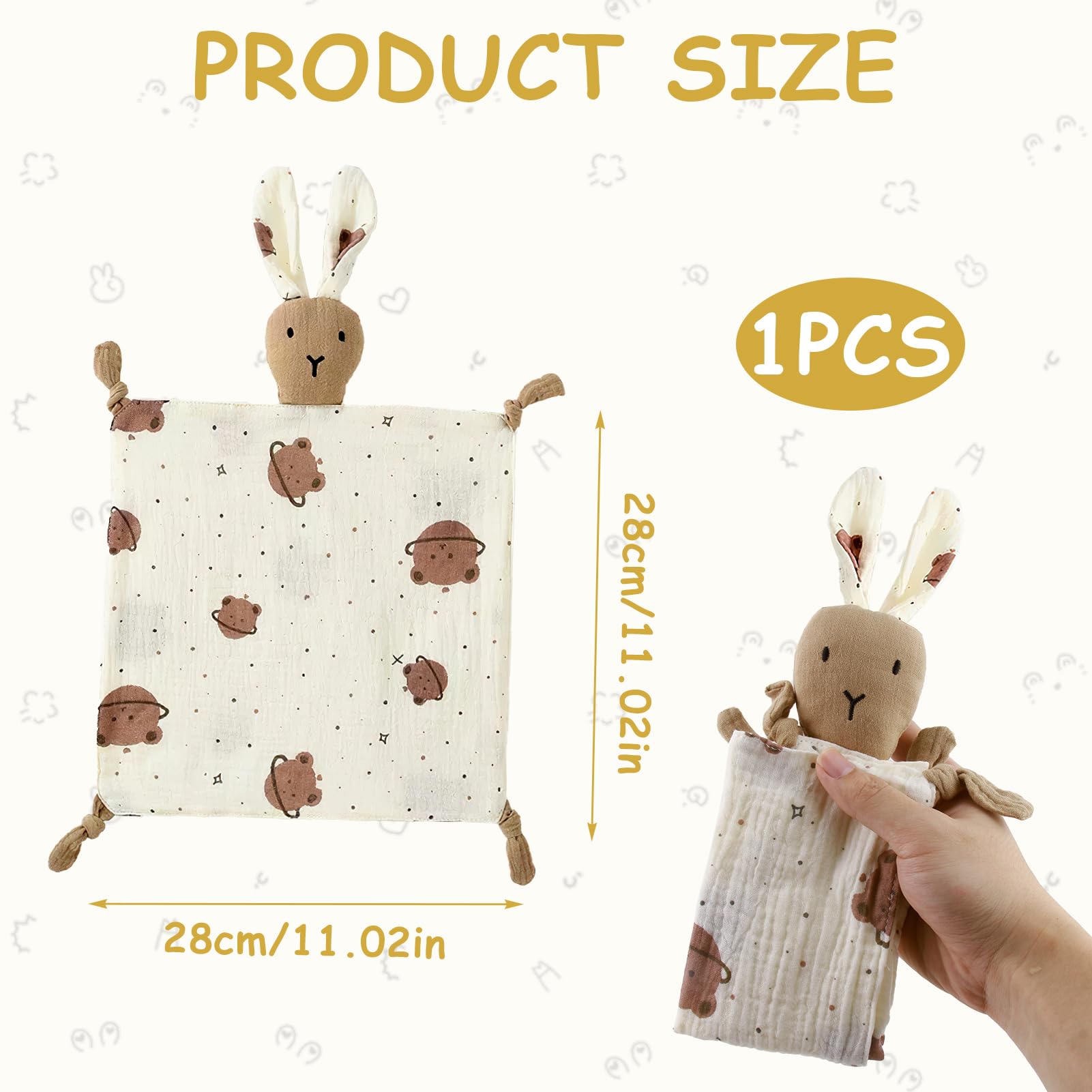 ORUZA Baby Comforters - Rabbit Baby Blanket for Infant Toddler Newborn Boys and Girls, Dark Khaki - Image 2