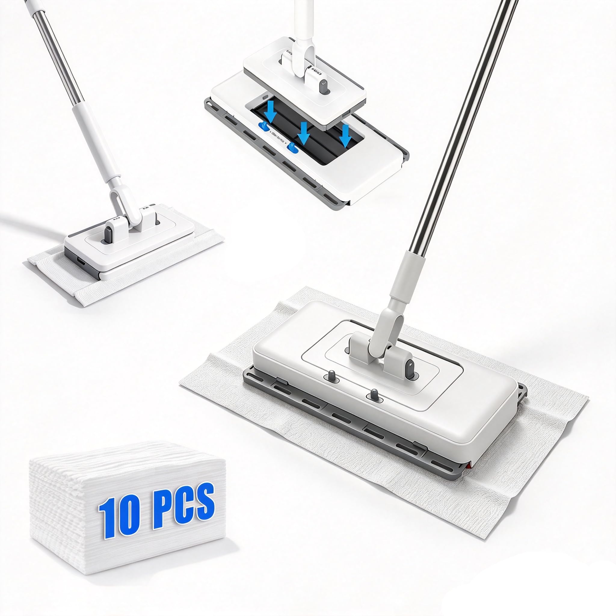 Amazon.com: KZKR Push Clamp Mop Kit - 2-in-1 Dust Mop with 10 Dry