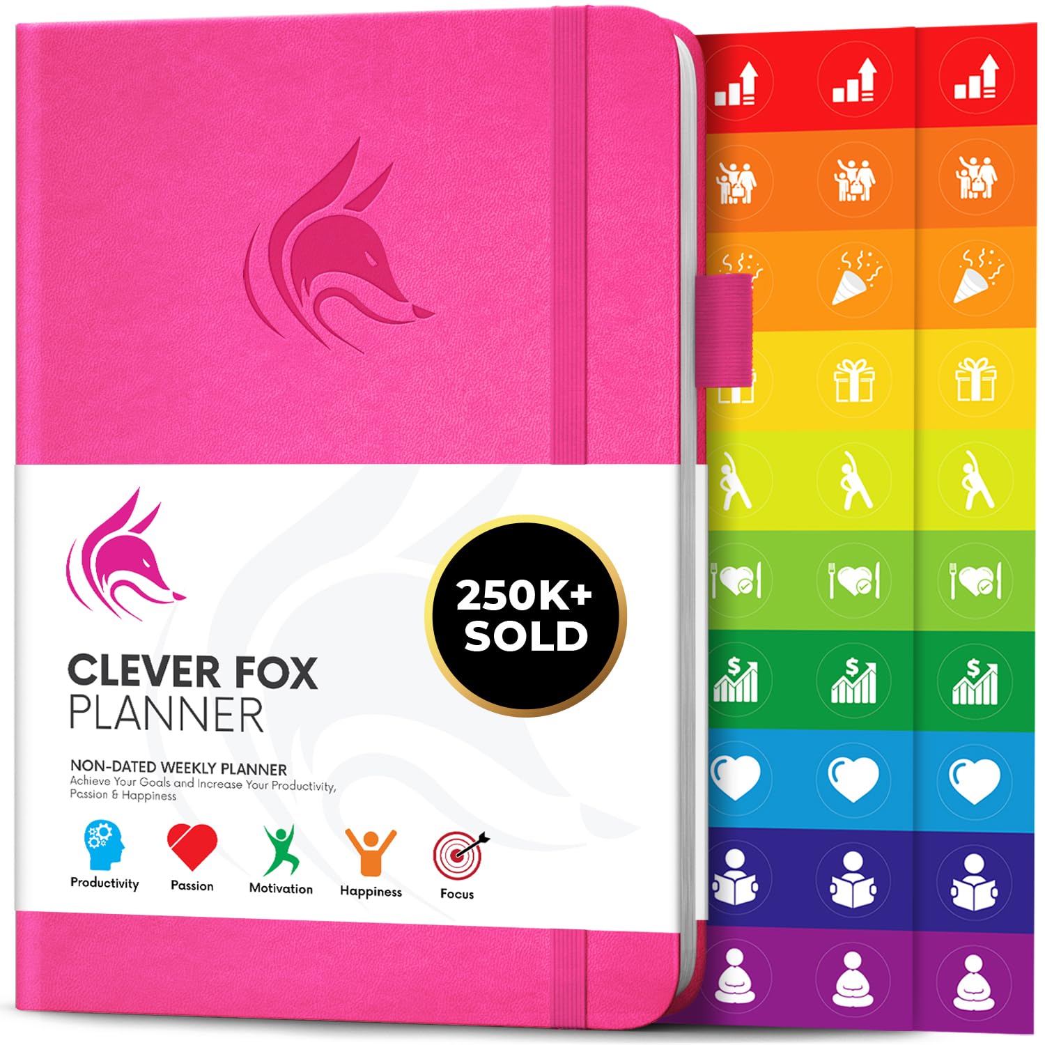 Clever Fox Planner – Undated Weekly & Monthly Planner for Productivity, Time Management & Goals – Organizer Journal – A5 (Hot Pink)