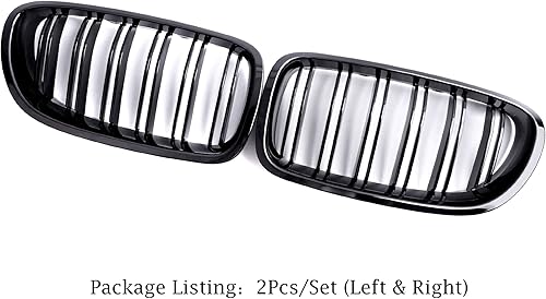 Miniatura 2 de Qitian - Rejillas de riñón delanteras de repuesto para 5 series F10 F11, color negro brillante