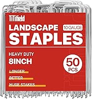 Vista 12 de Paquete de 100 grapas de jardín galvanizadas de 4 pulgadas, estacas de jardín antioxidantes, pasadores de paisaje para tela de barrera de malezas