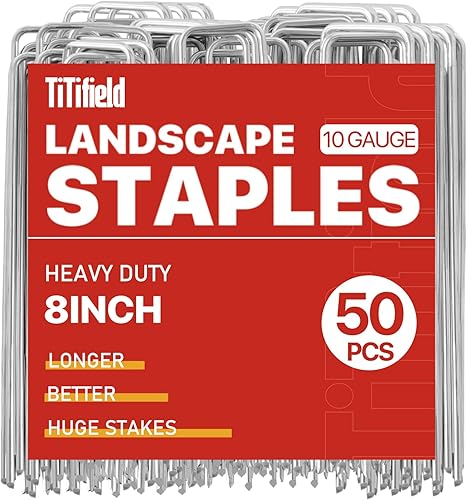 Miniatura 12 de Paquete de 100 grapas de jardín galvanizadas de 4 pulgadas, estacas de jardín antioxidantes, pasadores de paisaje para tela de barrera de malezas