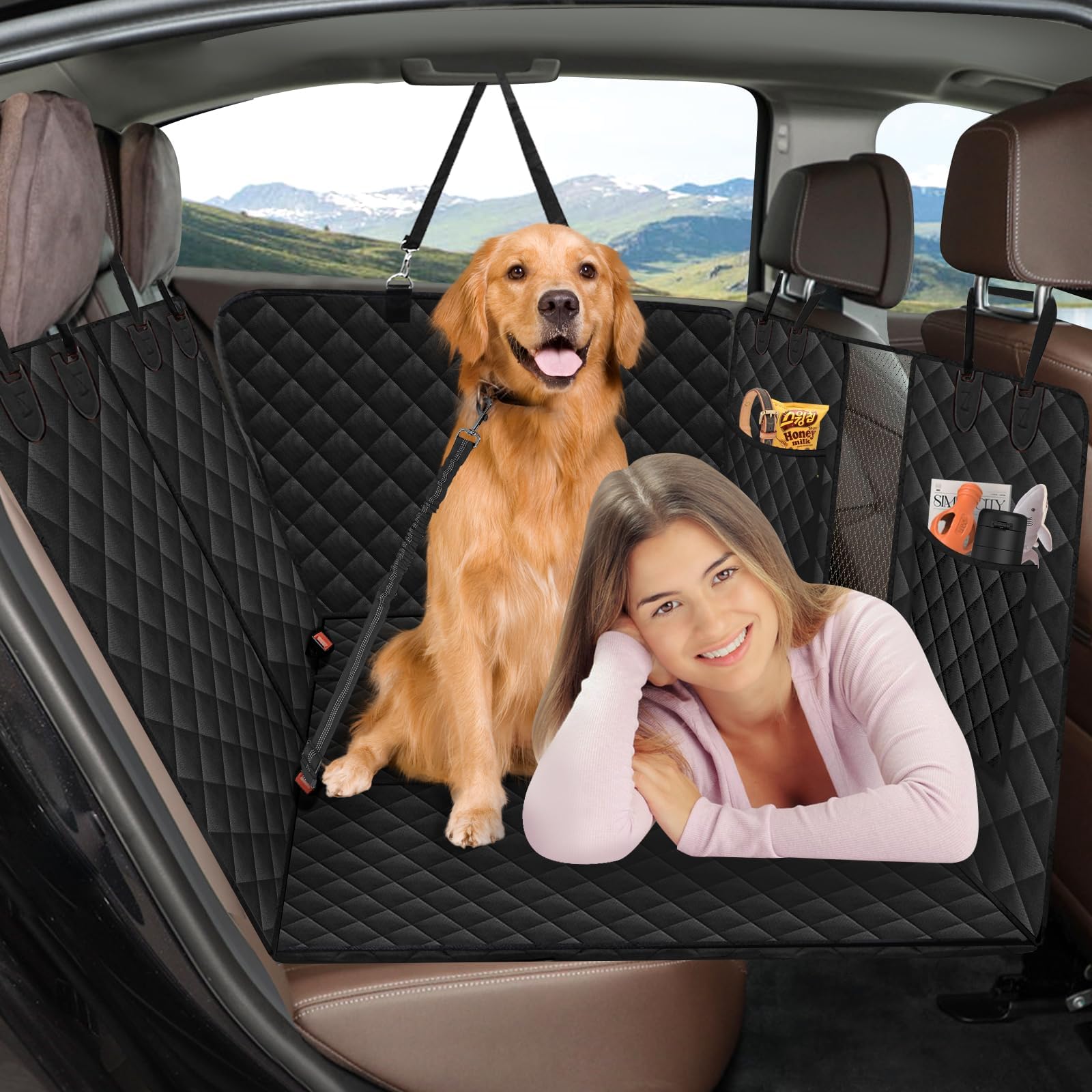 CYHGGUO Car Back Seat Extender for Dogs, Hard Bottom Dog