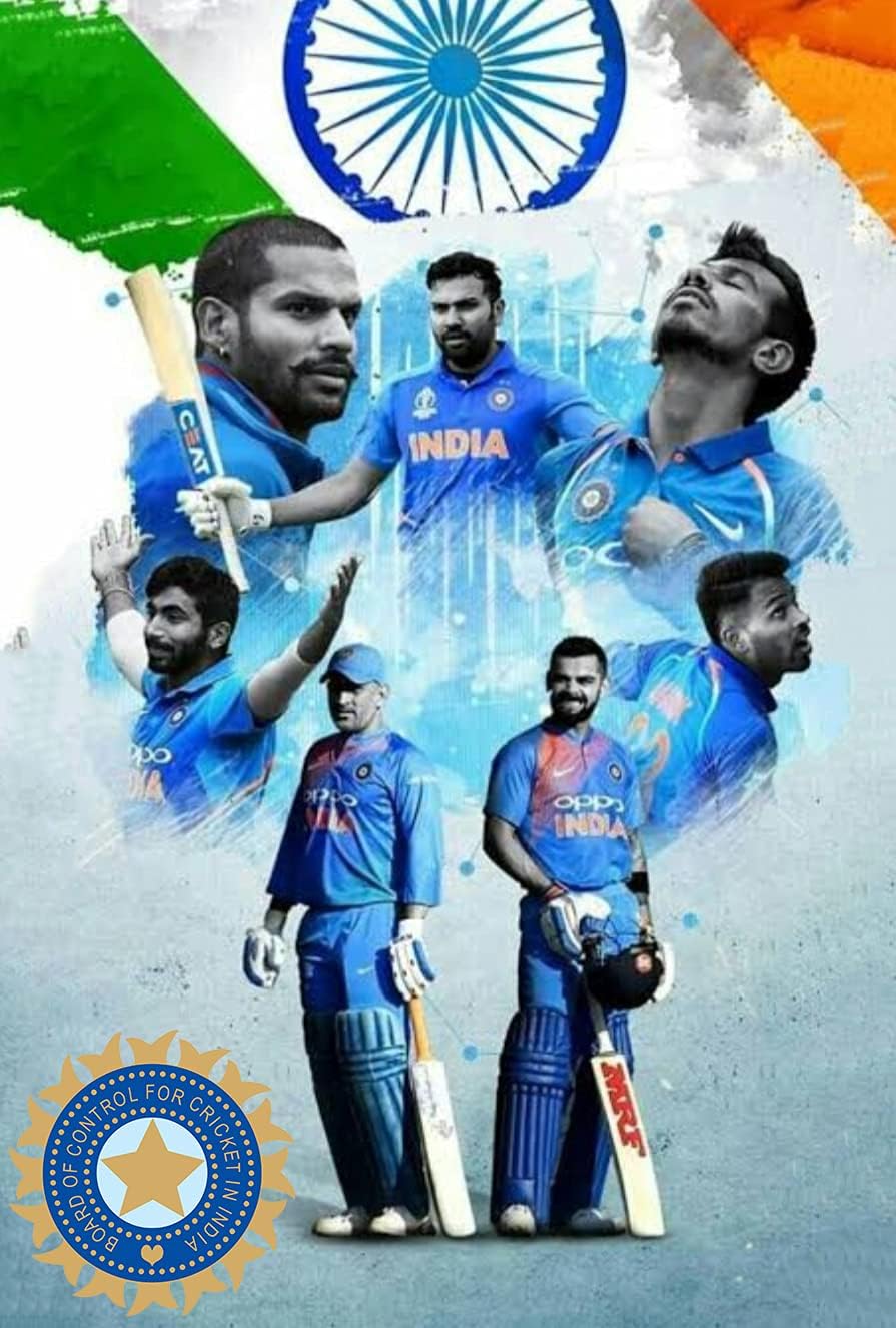 Cricket Team Poster - Indian Players Sports Wall Sticker 300 Gsm Art Card Paper Print Artwork Printed (13x19 inch)