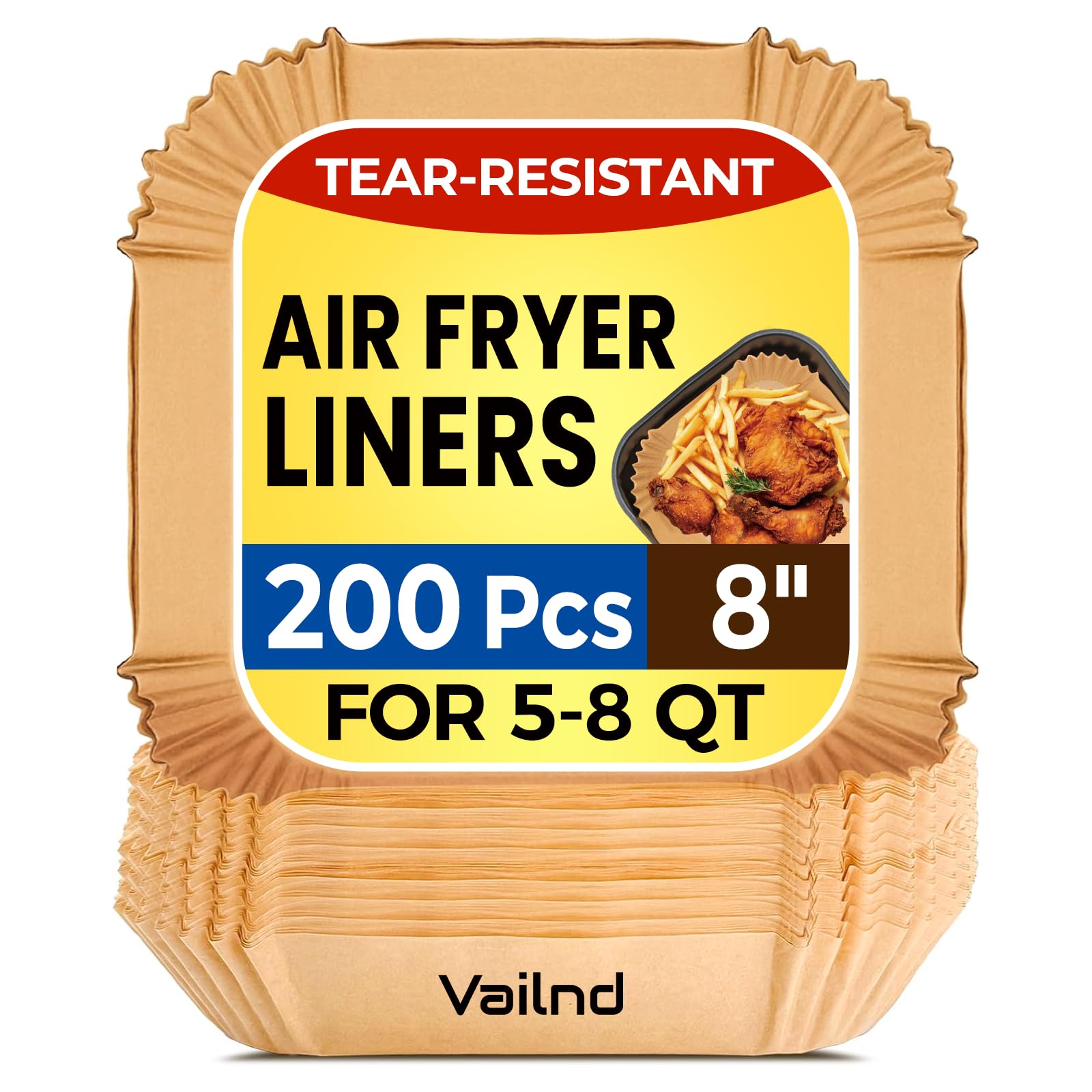 Air Fryer Liners Disposable, 200 PCS Unbleached Parchment Paper Liner
