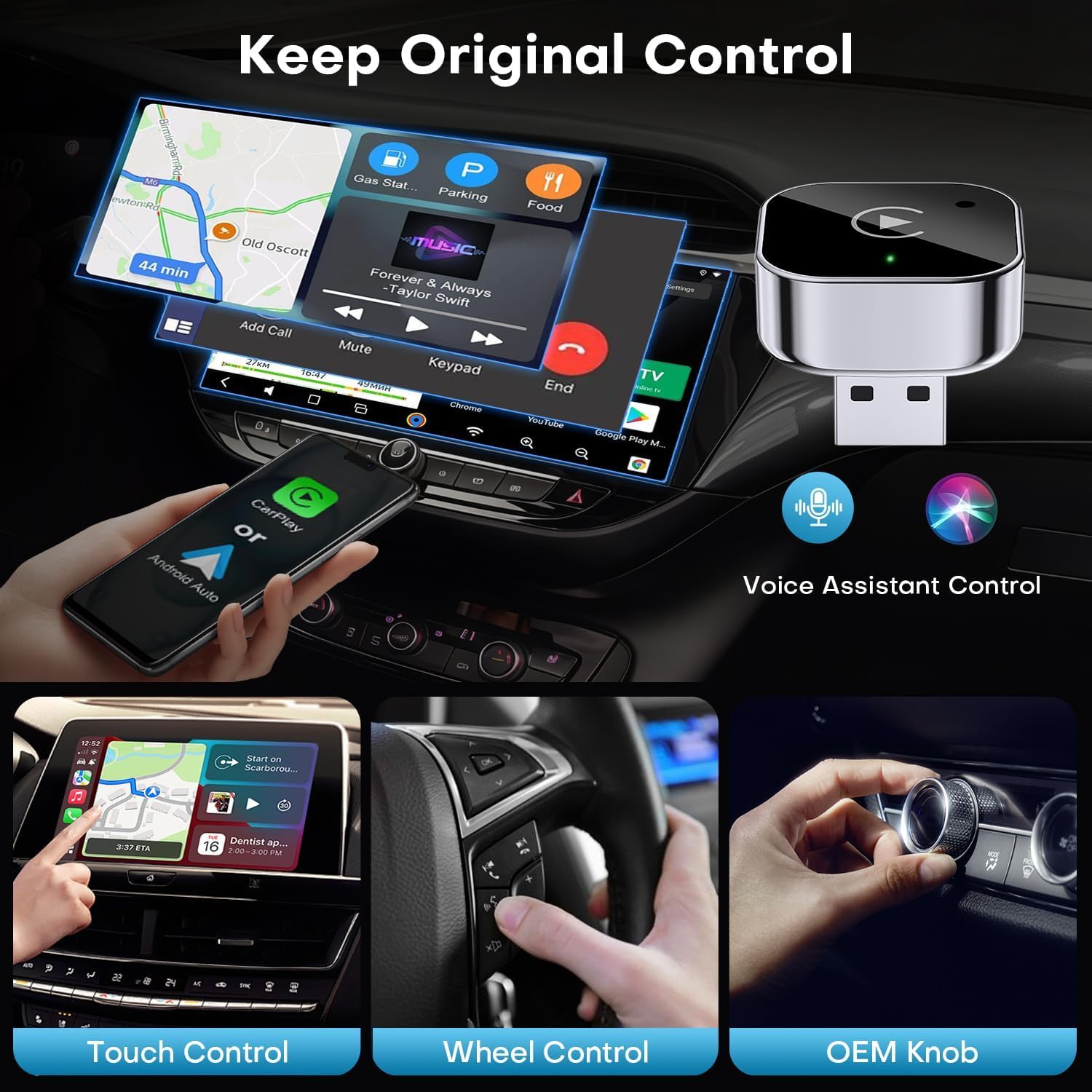 2026-Upgrade-Version: Kabelloses CarPlay mit Mini-USB-Design, geeignet für Fahrzeuge mit integriertem kabelgebundenem Apple CarPlay, ermöglicht Nahtlose Nutzung, schnelle und stabile Verbindung.