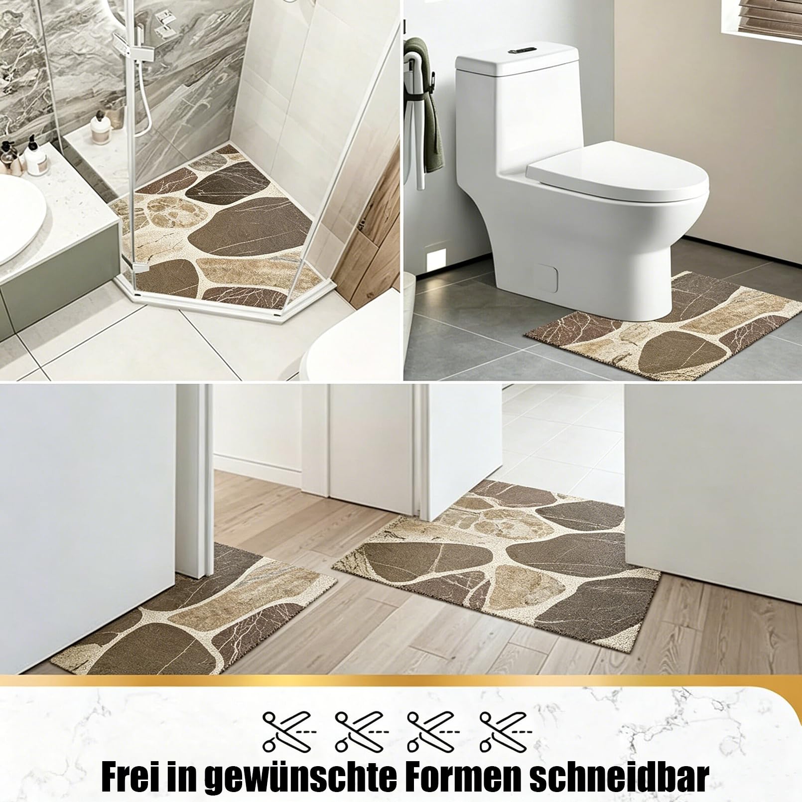 Tappeto antiscivolo vasca 40x70 cm Tappeto doccia antiscivolo Modello di pietra Tappetino doccia antiscivolo per bagni moderni,PVC,Alta permeabilità all'acqu