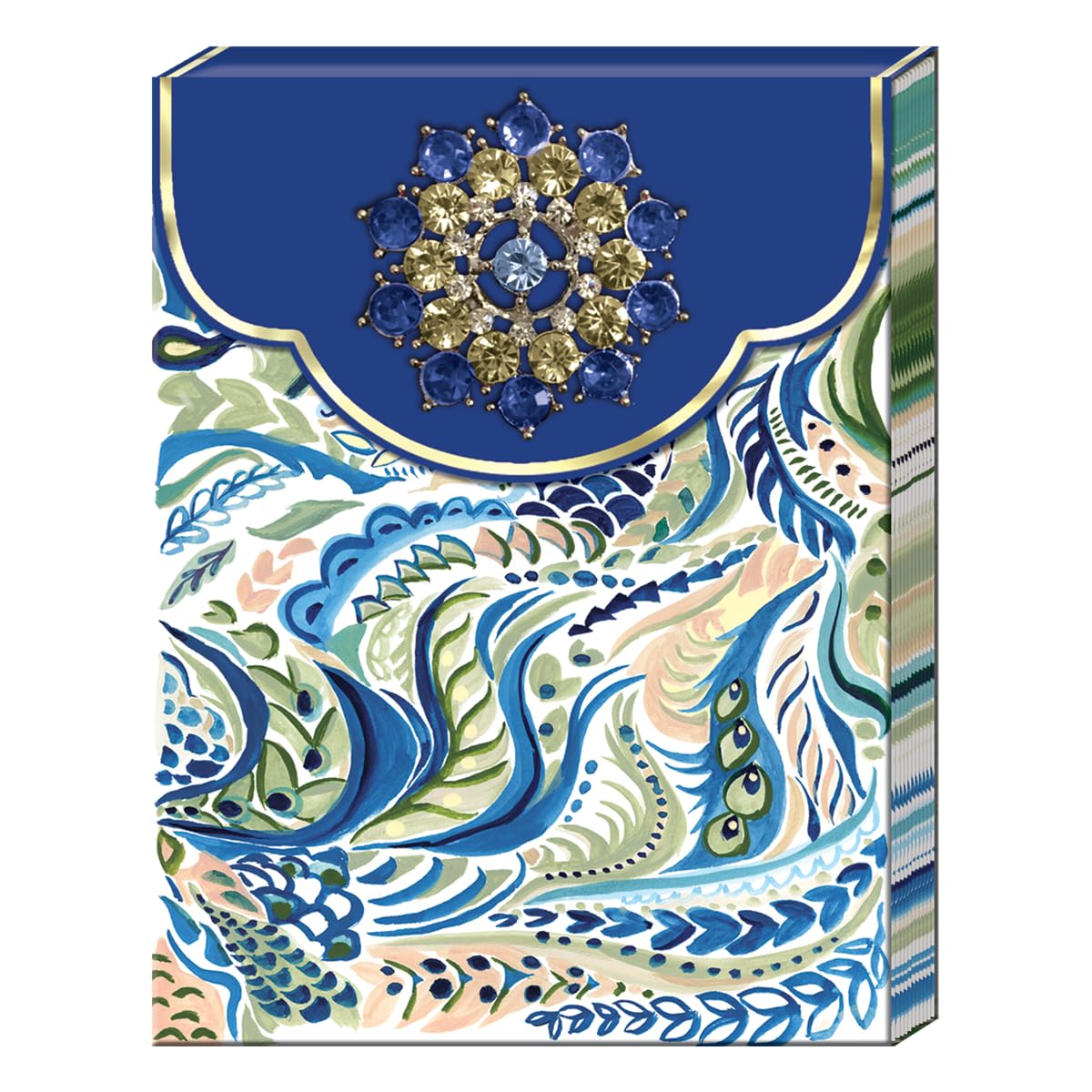 Punch Studio Flip-Top Notepad with 75 Sheets, 5" x 3.75", Azure Peacock