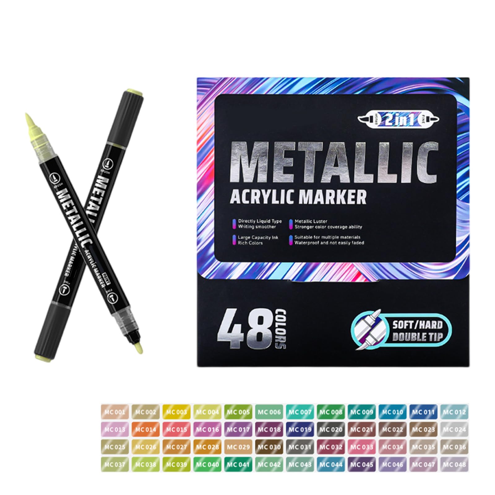 Pennarello acrilico metallizzato a doppia punta per pittura liquida per progetti artistici e artigianali, scrapbooking, pittura e biglietti