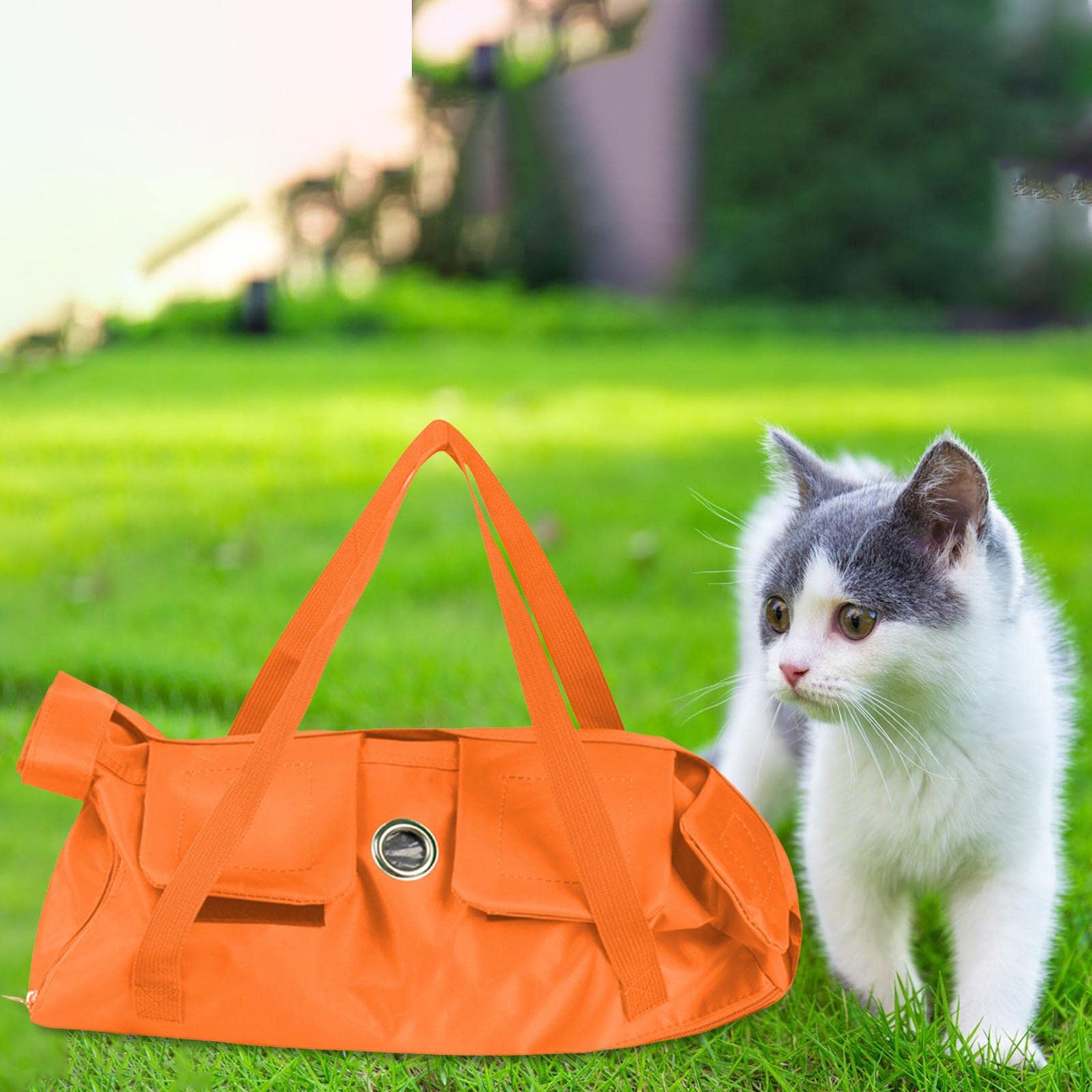 Colcolo Sac de toilettage pour Chat Sac de Contention Anti-griffures Pratique pour l'entretien des Ongles, Orange 42cmx25cm M