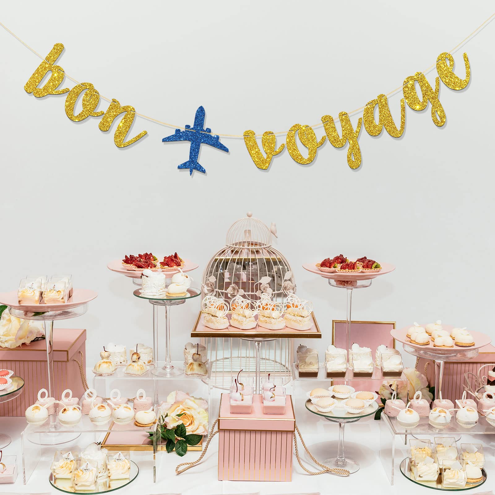 RoadSea Bon Voyage Banner – Gold Glitter Wimpelkette Für Abschiedsparty, Jobwechsel Oder Ruhestand