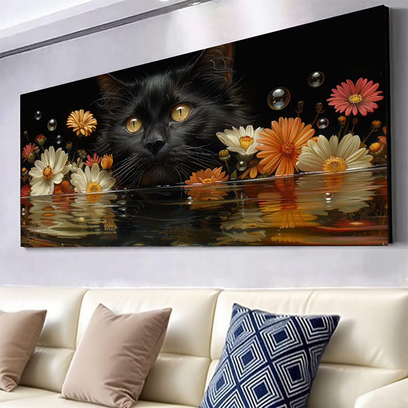 Diamentowe malowanie kota Diament Malarstwo dla dorosłych, 5D Diament Malarstwo Stokrotka Haft Diamenty Duży Format 80x160cm, DIY Rhinestone Ścieg krzyżykowy Ręczna aktywność do dekoracji ścian