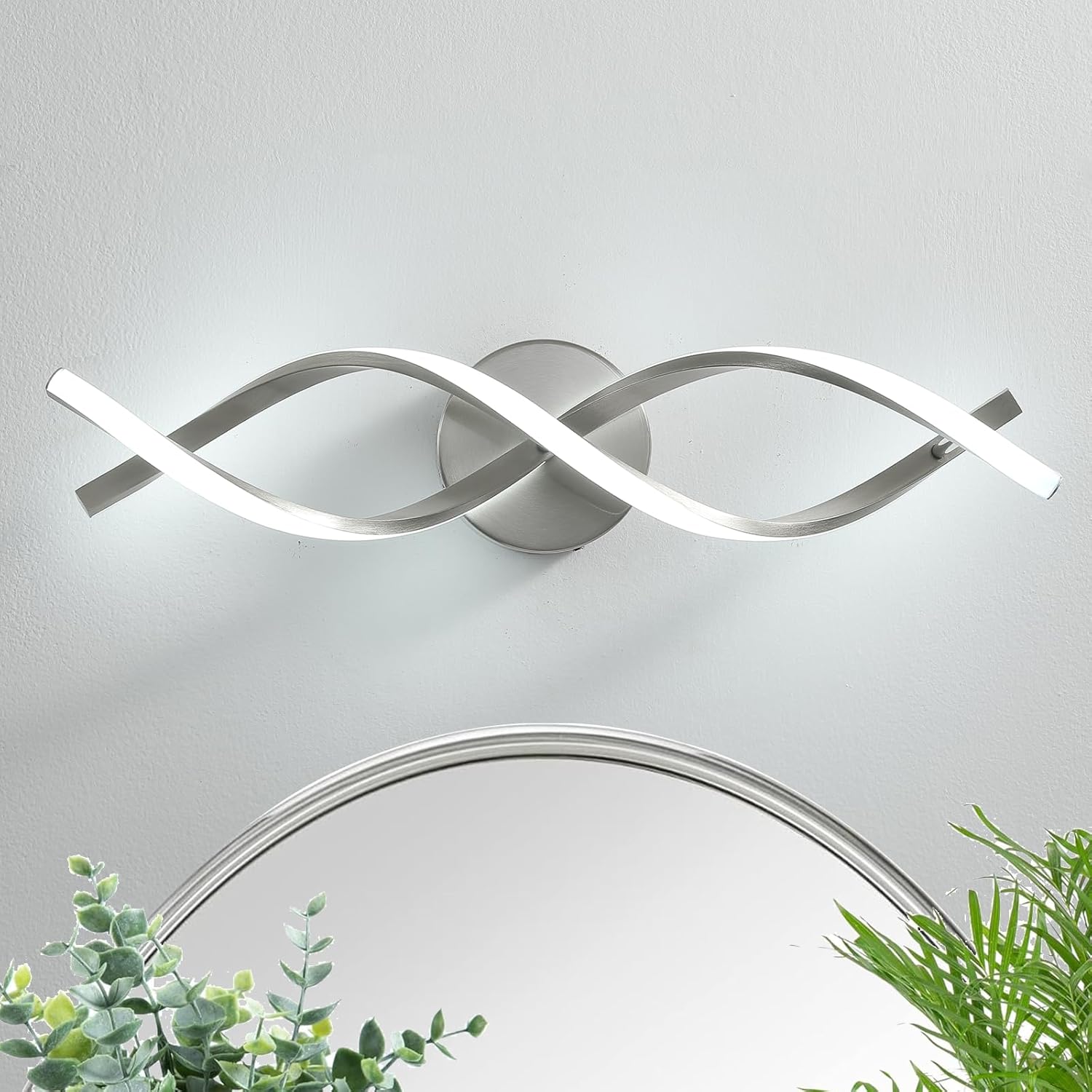 Modern Nickel LED Vanity Lighting,Bathroom Light Fixture Over Mirror,21 Inch,6000K Cool White