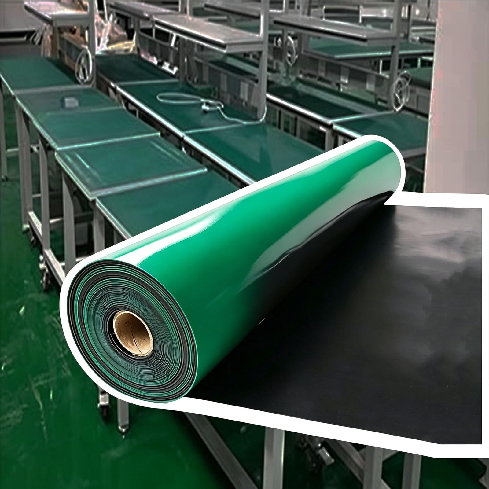 alfombrilla soldadura Rollo Grande De Tapete De Goma Esd De 120 Cm De Ancho, Tapete De Trabajo Antiestático Reparaciones Electrónicas Sala De Computadoras(Glossy Green,L 200 CM T 0.3 CM)