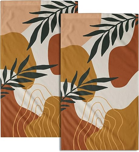 Giwawa Juego de 2 toallas de mano bohemias amarillas de cara abstracta de mediados de siglo, toallas de baño de secado rápido para el hogar, baño,