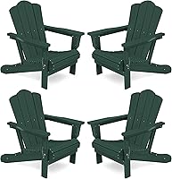 Vista 115 de KINGYES - Silla Adirondack plegable, sillas de patio de polietileno de alta densidad para todo tipo de clima, silla de césped con textura de madera