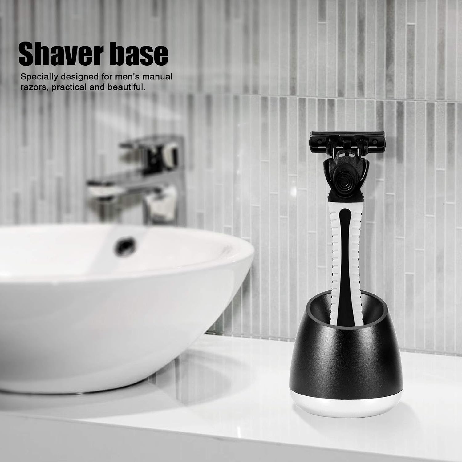 Milltrip Stand for Men, Aluminum Manual Beard Shaving Razors Stand, Safety Shaver Holder Base Accessory