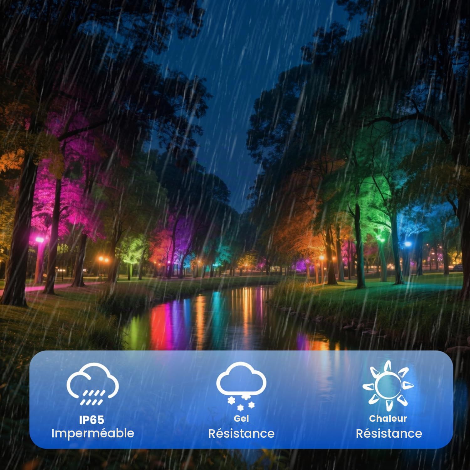 Aigostar - Projecteur LED RGB d’extérieur de 50W,6 Modes Stroboscopiques,Mode DIY, Minuterie.Projecteur led avec Prise et Étanchéité IP65 pour jardin, Câble de 1,5 m,2 Pièces