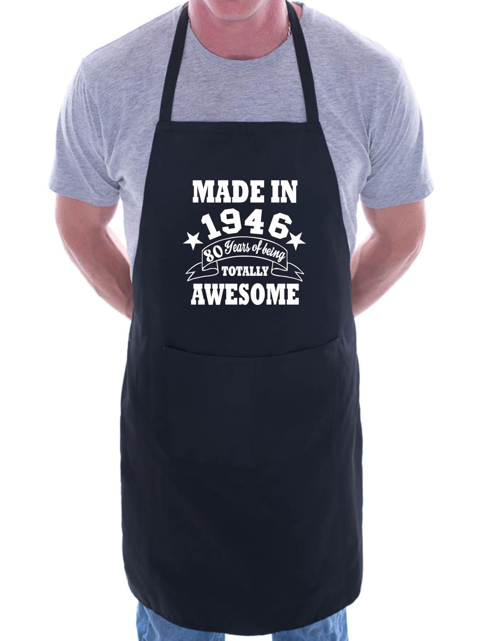 Print4u Men's Black 80Th Birthday Made In 1946 Bbq Cooking Funny Novelty Apron