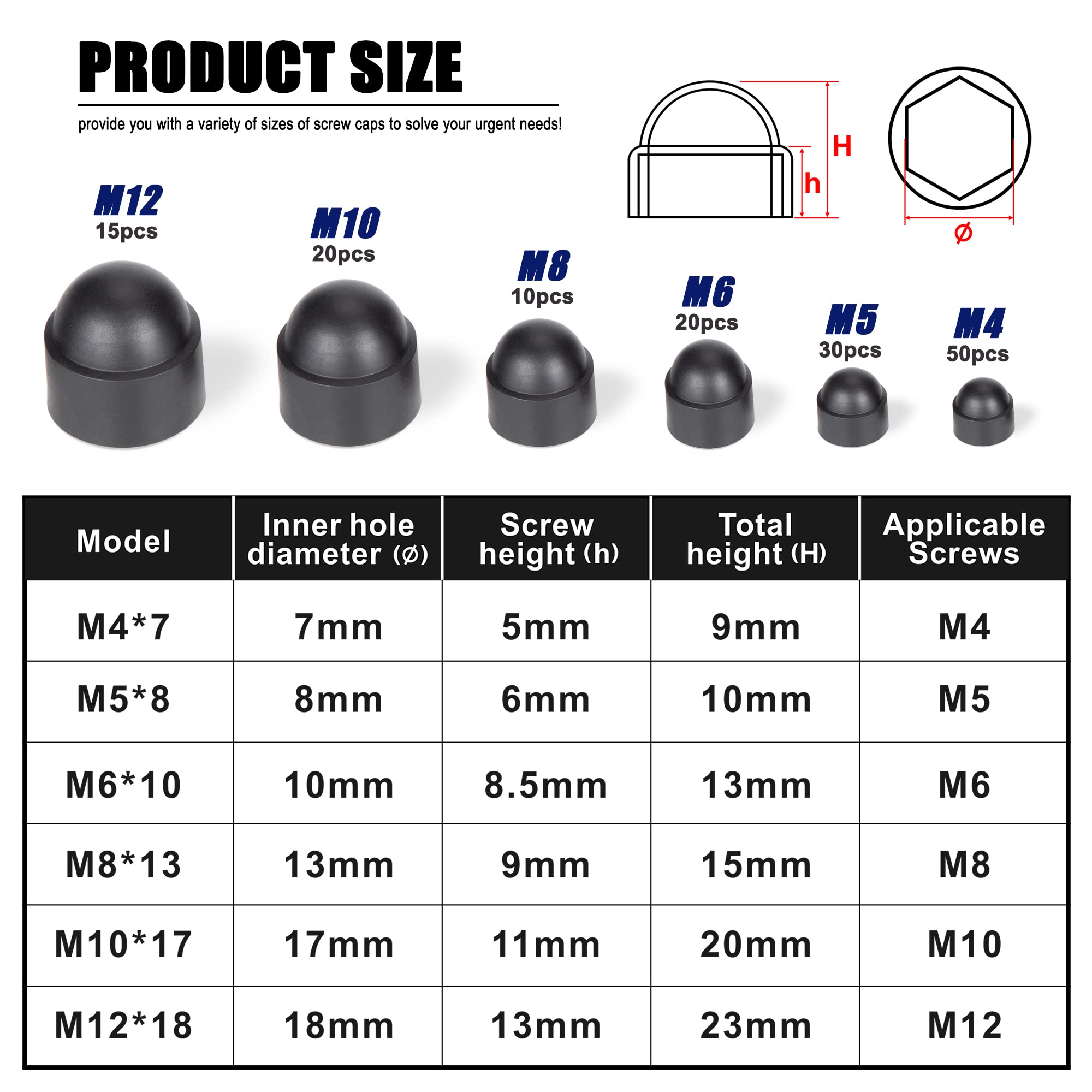 10 Piezas Tapa Tapón Protección De Tuerca Cabeza Tornillo Hexagonales Herramientas Bricolaje 13 15 M Gloria Tapas De Tuercas Para Pernos De Cupula