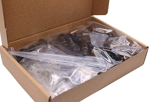 Miniatura 8 de 50 botellas de cristal ámbar de 0.07 onzas líquidas, mini botellas con cuentagotas de aceite esencial, frascos vacíos de muestra de perfume de