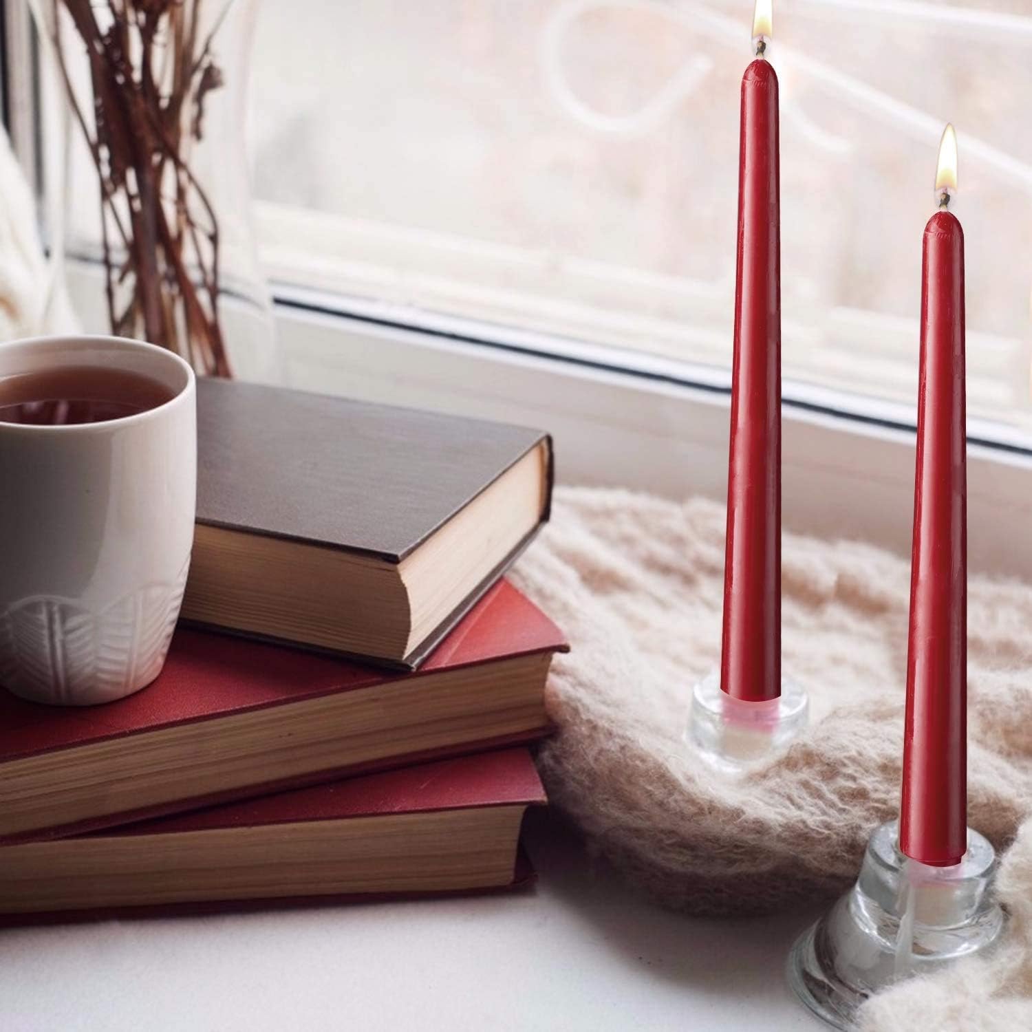14 Pack Dark Red Taper Candles 12 Inch Tall 3/4 Inch Thick Burn 10 Hours (Burgundy) - Image 3
