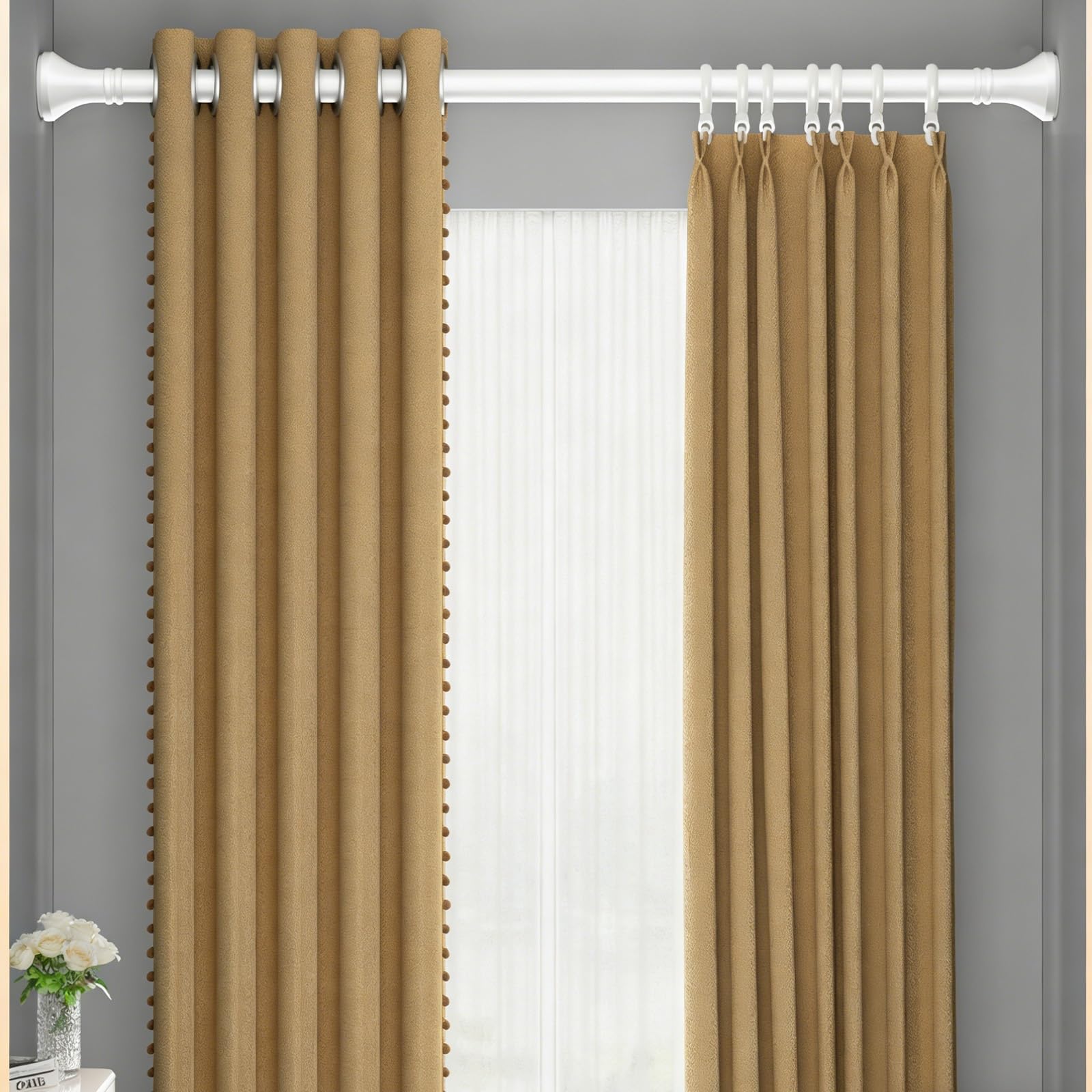 Teleskopstange zum klemmen Edelstahl, Klemmstange Ausziehbar 40-500cm, Duschstange ohne Bohren Rutschfest, Teleskopstange Rostfrei für Badezimmer Schrank Balkon Fenster(Weiß,260-350CM)