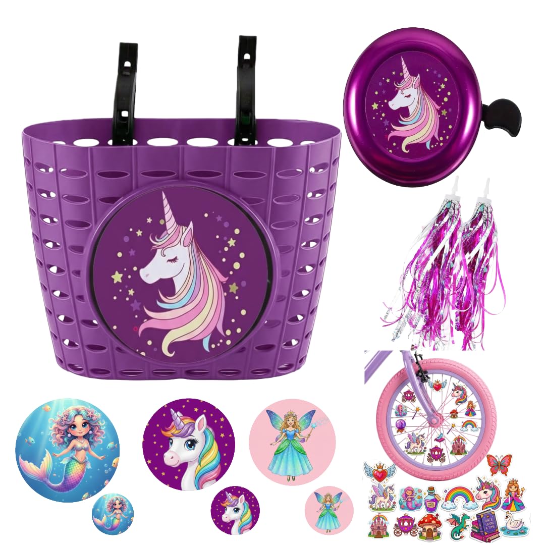 Kids Bike Basket Set - Unicorn & Dino Themes -11 Kids Bike Basket Set - Unicorn & Dino Themes -11