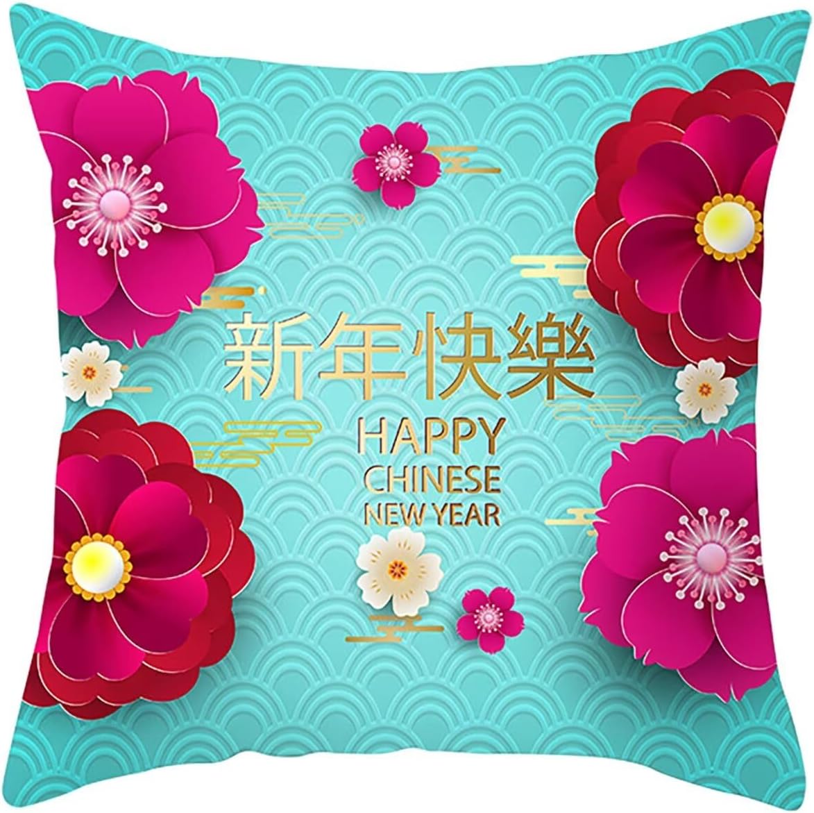 Chinese Decorations Pillow Covers 18x18 Set of 4 for Spring Festival Decor Indoor Outdoor, Green Themed Home Decor Throw Pillows Cover Decorative Cushion Case