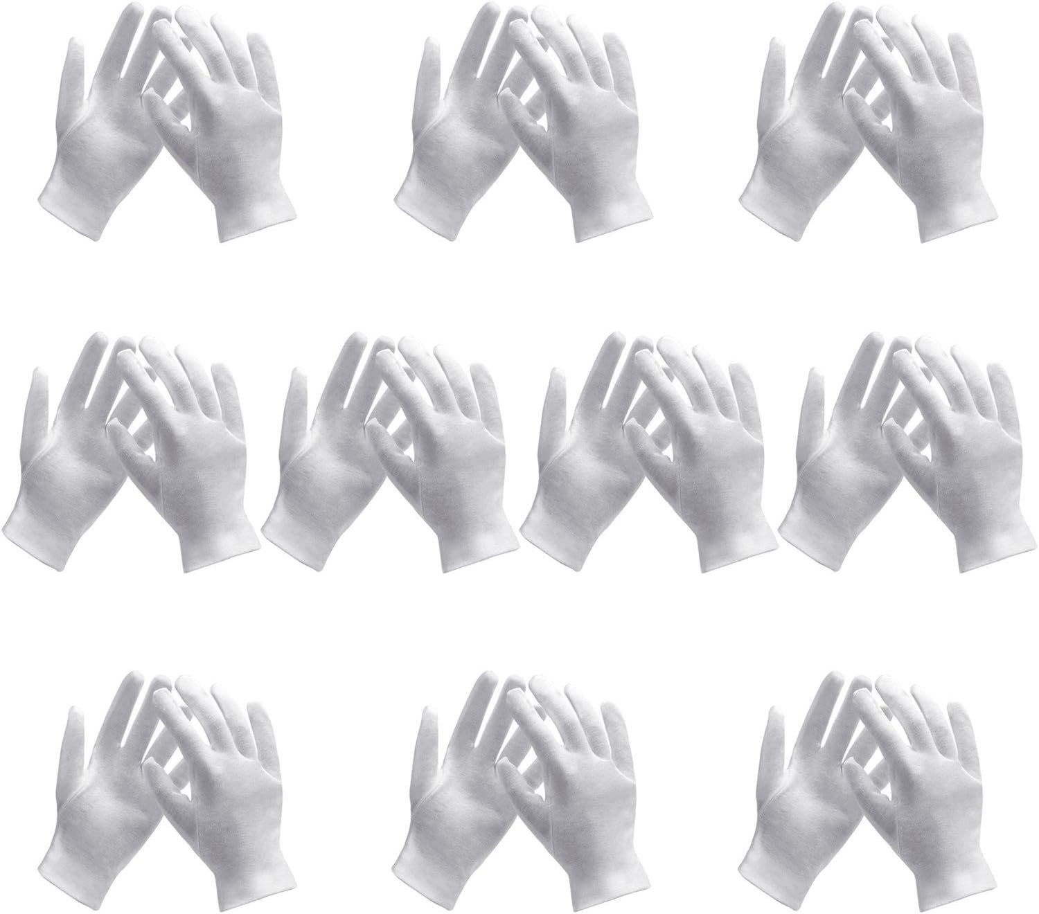 10 Pairs Archival Photo Gloves, White Work Gloves for Handling Art Working Photography Womens Cloth Gloves Liners Bulk for Handling Jewelry, Film, Photo, Coin Metal Inspection Men & Women