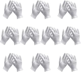 10 Pairs Archival Photo Gloves, White Work Gloves for Handling Art Working Photography Womens Cloth Gloves Liners Bulk for Handling Jewelry, Film, Photo, Coin Metal Inspection Men & Women