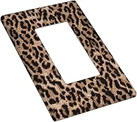 Vista 3 de Placa de interruptor de luz con estampado de leopardo de 1 banda, placa de pared basculante individual, placa decorativa eléctrica GFCI