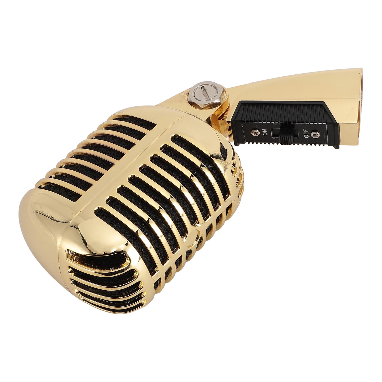 AMONIDA Micrófono Dinámico Retro Vintage para Actuaciones en Escenario KTV, Micrófono de Estilo Clásico para Cantantes, Material de Aleación de Zinc Resistente (Gold)