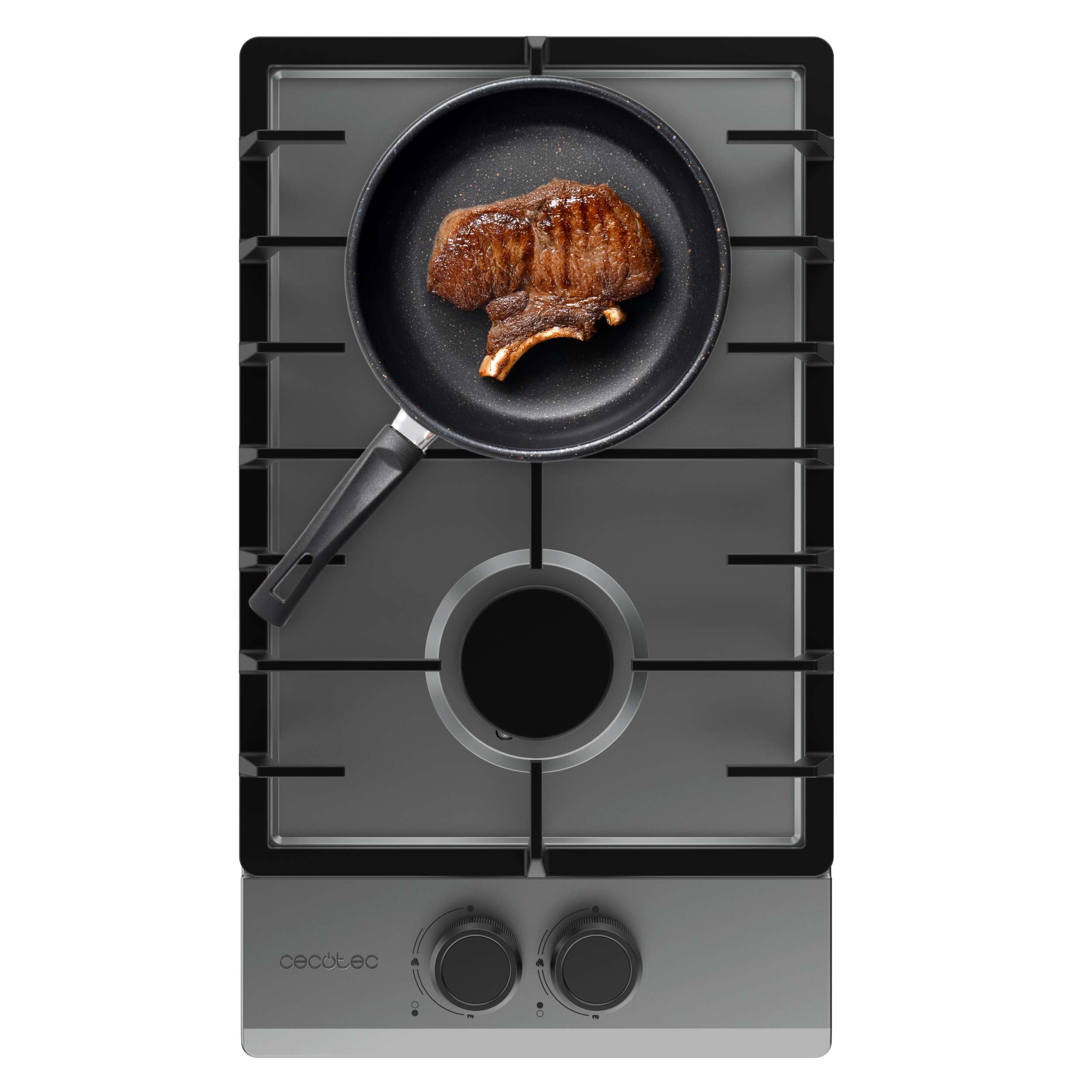Cecotec Placa de Gas Butano y preparada para Gas Natural 2 Fuegos Bolero Squad G 2200F Inox. 5250W, Acero Inox, Parrillas Completas Hierro Fundido, Quemador WOK Triple Corona, Encendido Eléctrico — view 3