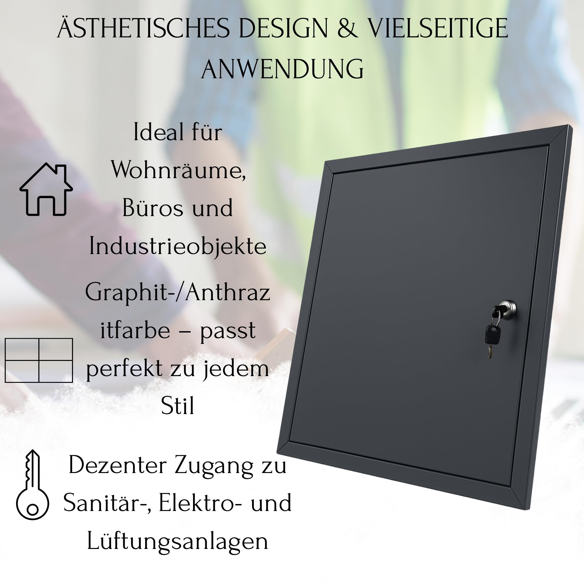 TMALASER - Porta di ispezione in metallo, 70 x 50 cm, in acciaio zincato, porta di ispezione GRAFIT 700 x 500 mm, serratura con chiave, porta di ispezione per pareti in cartongesso