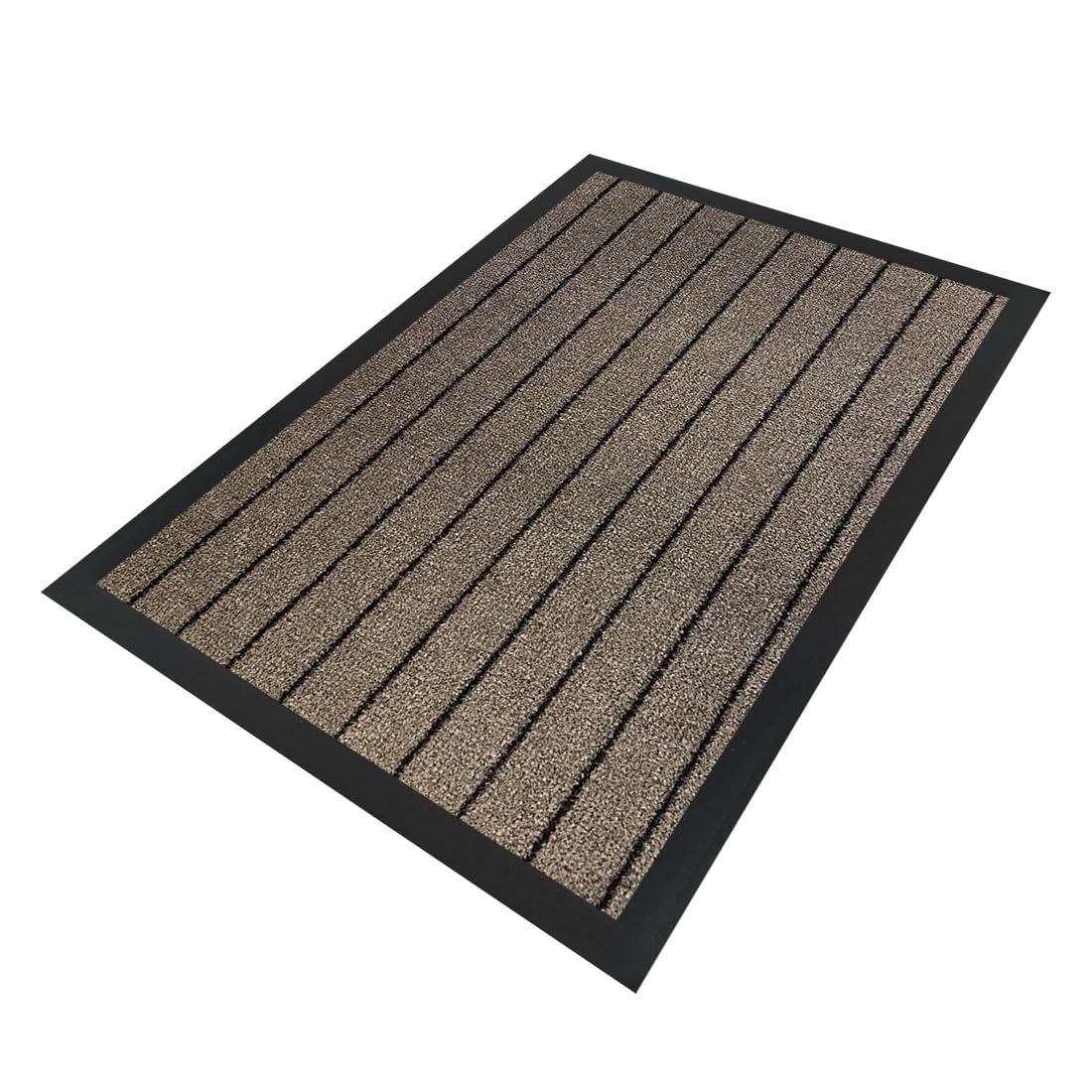 Acomoda Textil - Felpudo de Entrada Absorbente Rectangular para Interior y Exterior. Felpudo Antileslizante para Hogar y Oficina de Fácil Limpieza. (Líneas Marrón, 120x180 cm)