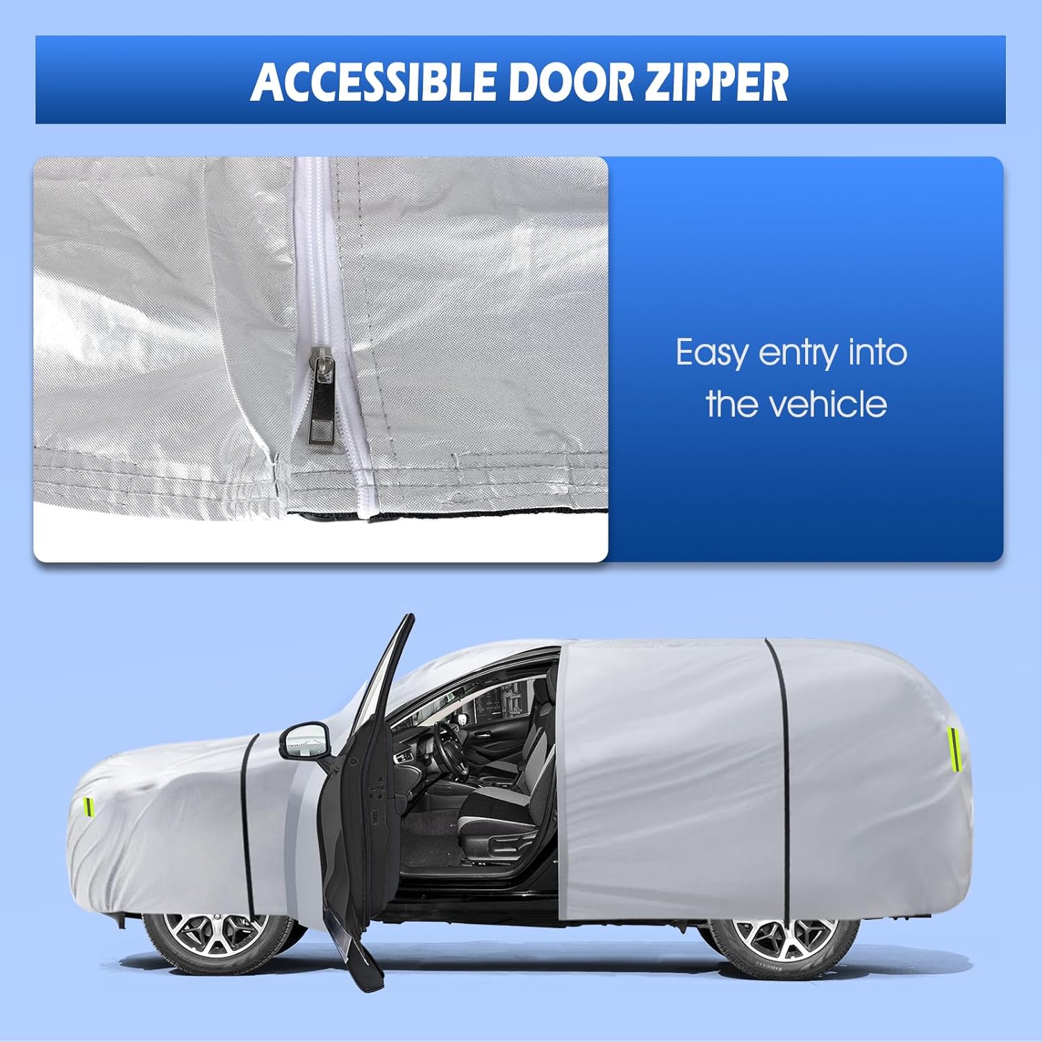 6 Layers Car Cover Waterproof All Weather for Automobiles, SUV Cover Size A7 Universal Fit for Toyota Highlander, Honda Pilot, Nissan Pathfinder/Murano, BMW X5(191-201 inch), Silver Silver A7 Fit SUV Length 191" To 201"